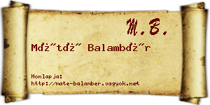 Máté Balambér névjegykártya